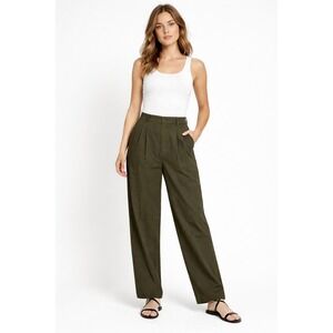 NWT Banana Republic Explorer Pleated Pants Womens 8 Olive Green High Rise Cotton